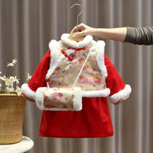 Пуховик, ханьфу, утепленная юбка, детское ципао, детская одежда, китайский стиль