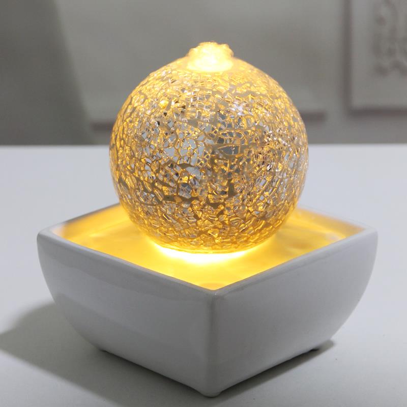 简约创意流水摆件亮片循环水喷泉景观办公室桌面小清新摆件送女生