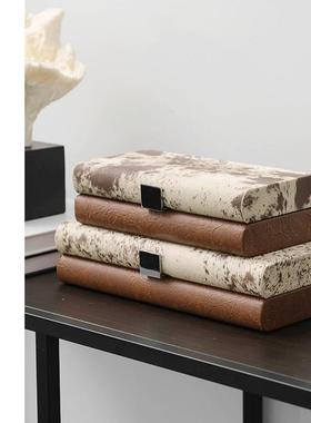 彷皮马毛纹印花首饰盒收纳盒样板房售楼处衣帽间卧室装饰品摆件