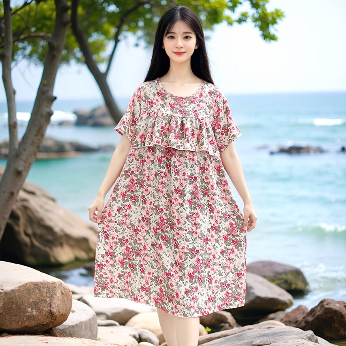 棉绸睡裙夏季女款2025新款不带胸垫防凸点睡衣冰丝大尺码长裙家居