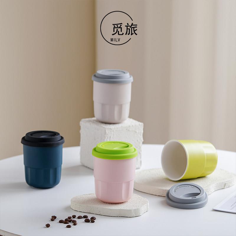 轻奢甜筒随手杯咖啡杯家用陶瓷马克杯带盖男女情侣水杯高颜值杯子图片