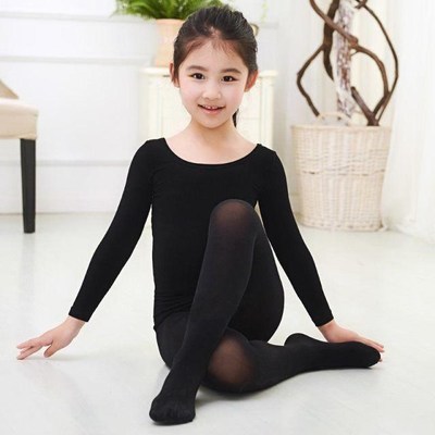 打底衣儿童加绒紧身白色圆领舞蹈