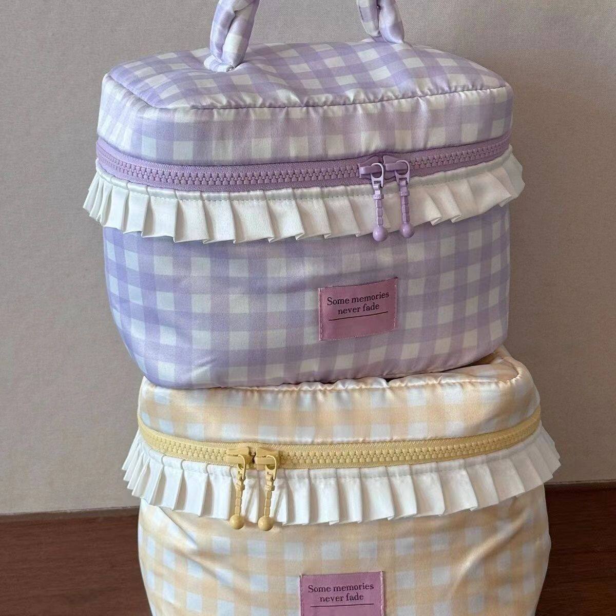 夏季新款ins韩系麻花防水化妆洗漱包大容量分层携简约收纳包