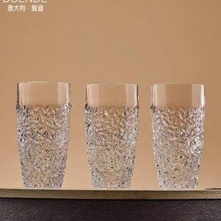 奢华泡茶果汁杯客厅家用 意大利DUENDE进口刻花水晶玻璃水杯套装