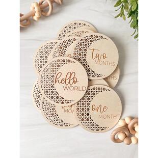 ins北欧风婴儿每月拍照里程碑木牌儿童房装饰品宝宝拍照摄影道具