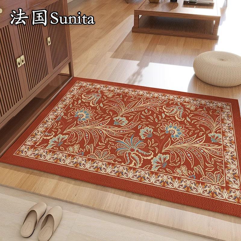 法国Sunita复古红色喜庆入户门地垫进门入户脚垫玄关家用门新中式