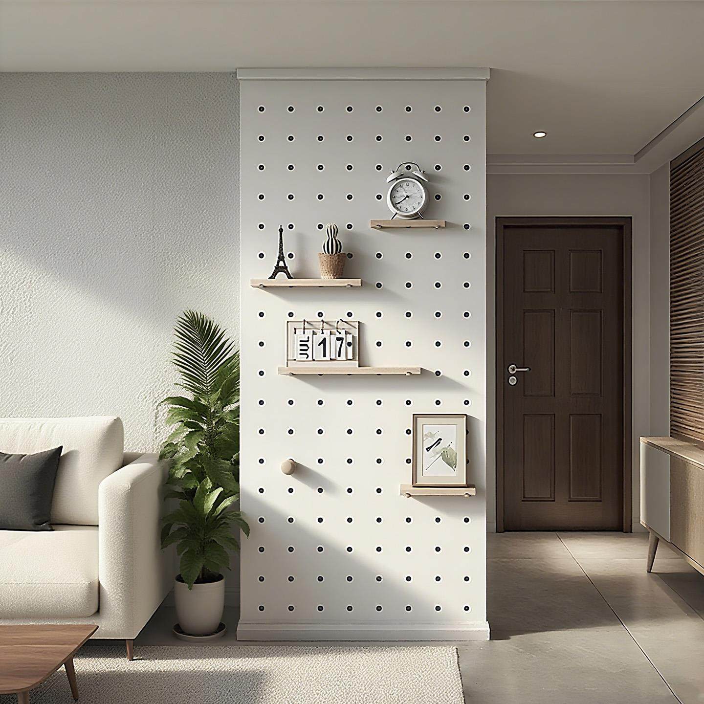 顶天立地洞洞板衣柜侧板客厅入户玄关衣帽间隔断遮挡实木屏风定制