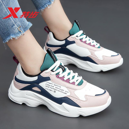 特步女鞋运动鞋增高休闲老爹鞋女