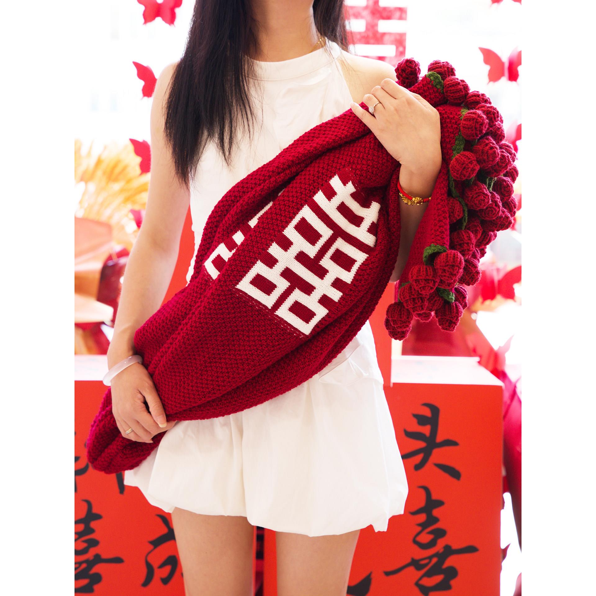玫瑰花束毯子成品百喜毯新婚结婚订婚高级礼物实用送新人新娘闺蜜