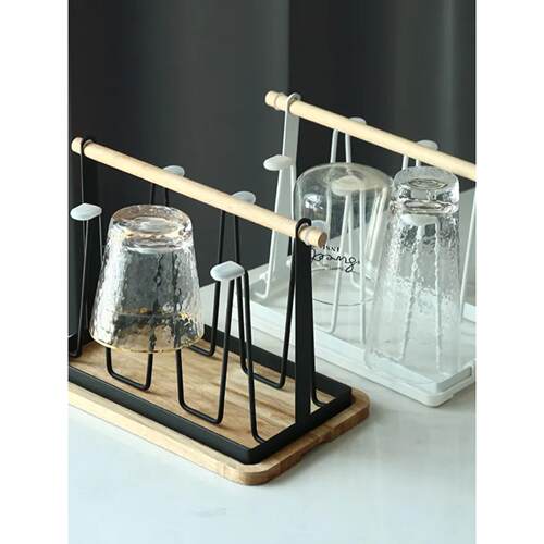 铁艺沥水杯架日式家用带托盘手提客厅厨房杯具收纳水杯架收纳架子