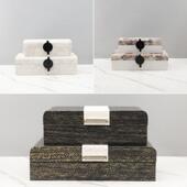 现代简约高档木质皮革首饰收纳盒饰品盒装 饰品 饰卧室衣帽间家居装