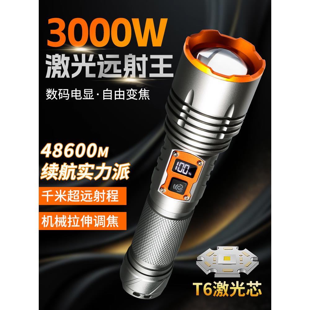 手电筒2025新型强光可充电超亮远程超长电池寿命白色激光伸缩变焦