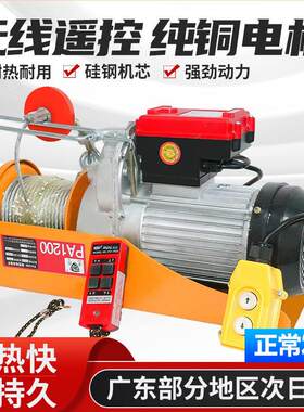 热销速发电动吊车220pv无线遥控小型家用吊机1吨建筑装修上料提升