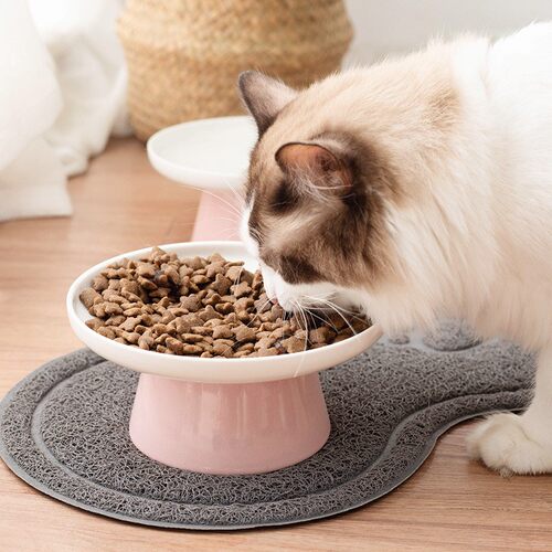 热销猫碗陶瓷f猫粮碗狗碗防打翻猫咪饭盆护颈宠物喝水碗吃饭高脚