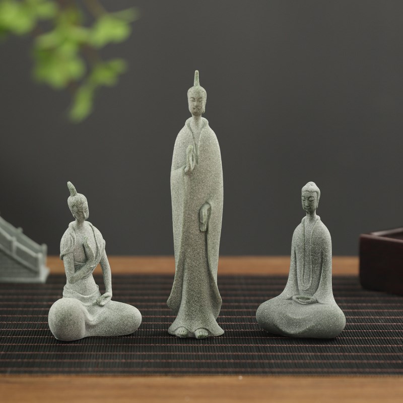 热销青砂石禅g意北魏佛像小摆件桌面茶宠假山鱼缸造景盆景微景观