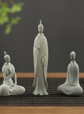 热销青砂石禅g意北魏佛像小摆件桌面茶宠假山鱼缸造景盆景微景观