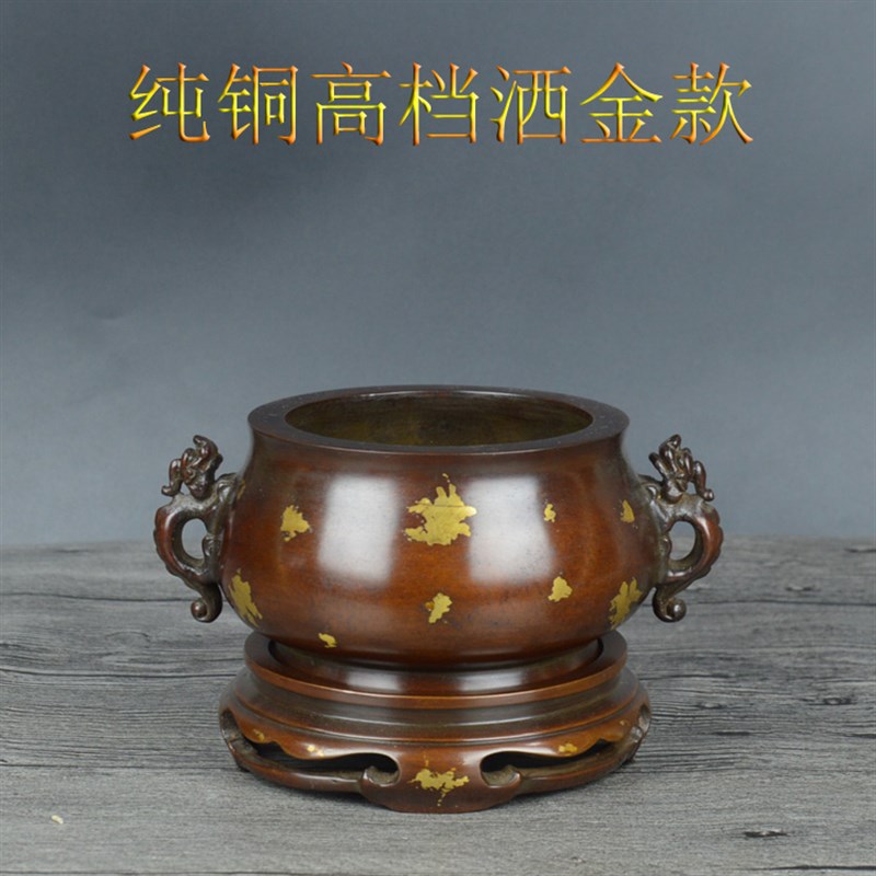 热销纯手工铜香炉龙耳家用居室z檀盘塔熏香炉线香供佛具供奉纯铜