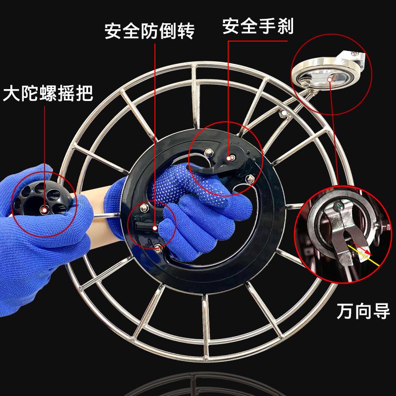 热销潍坊不锈钢握轮静音风筝绕线盘成人专业风筝线轮大.轴承防倒