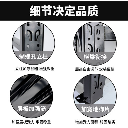 热销仓储货架置物架家用落地多层库房F承重储物架仓库重型铁架子
