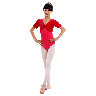 儿童舞蹈服成人短袖金丝绒演出服连体服女童练功服芭蕾体服考级服