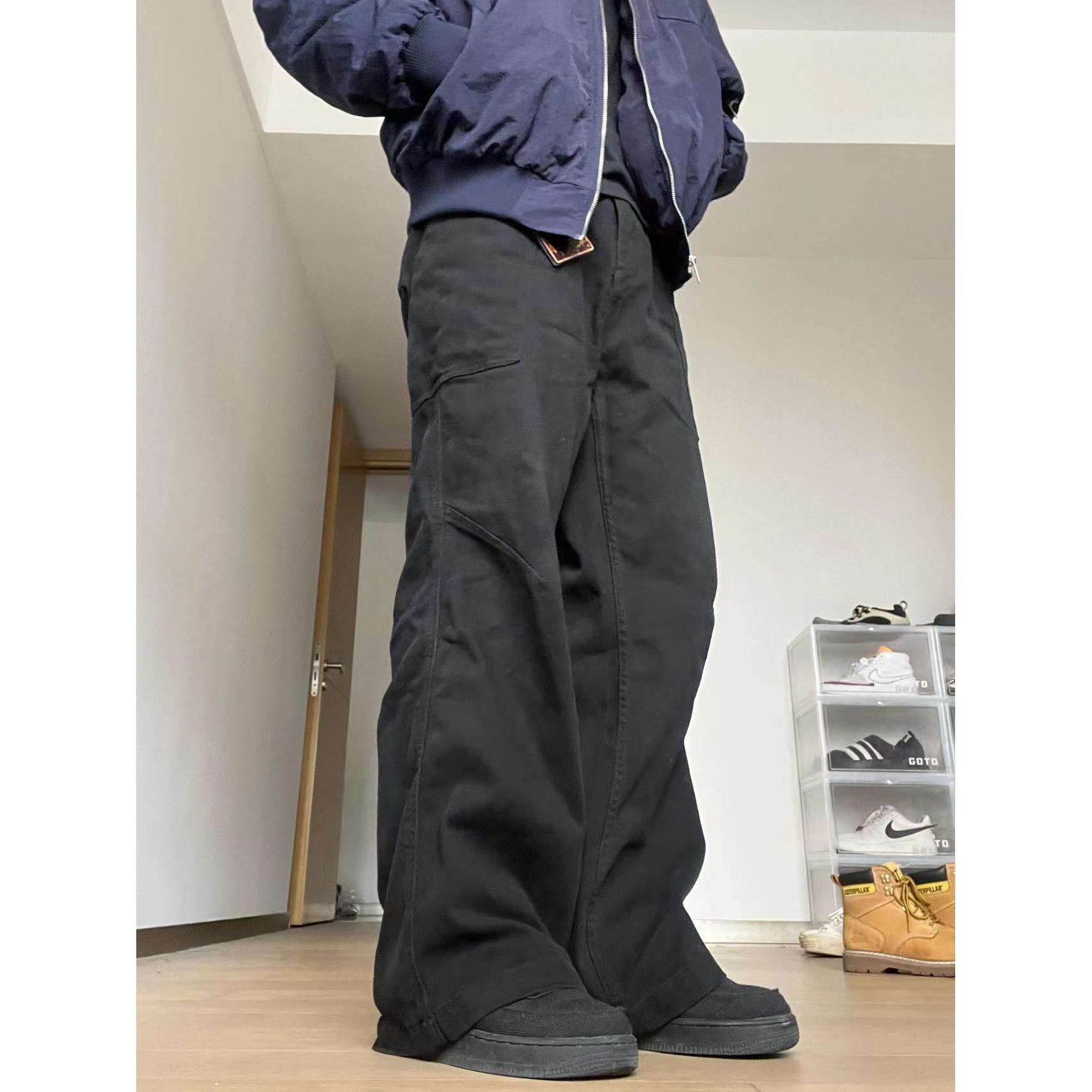 22TREE美式复古休闲直筒裤子男小众春秋cleanfit潮流百搭宽松长裤