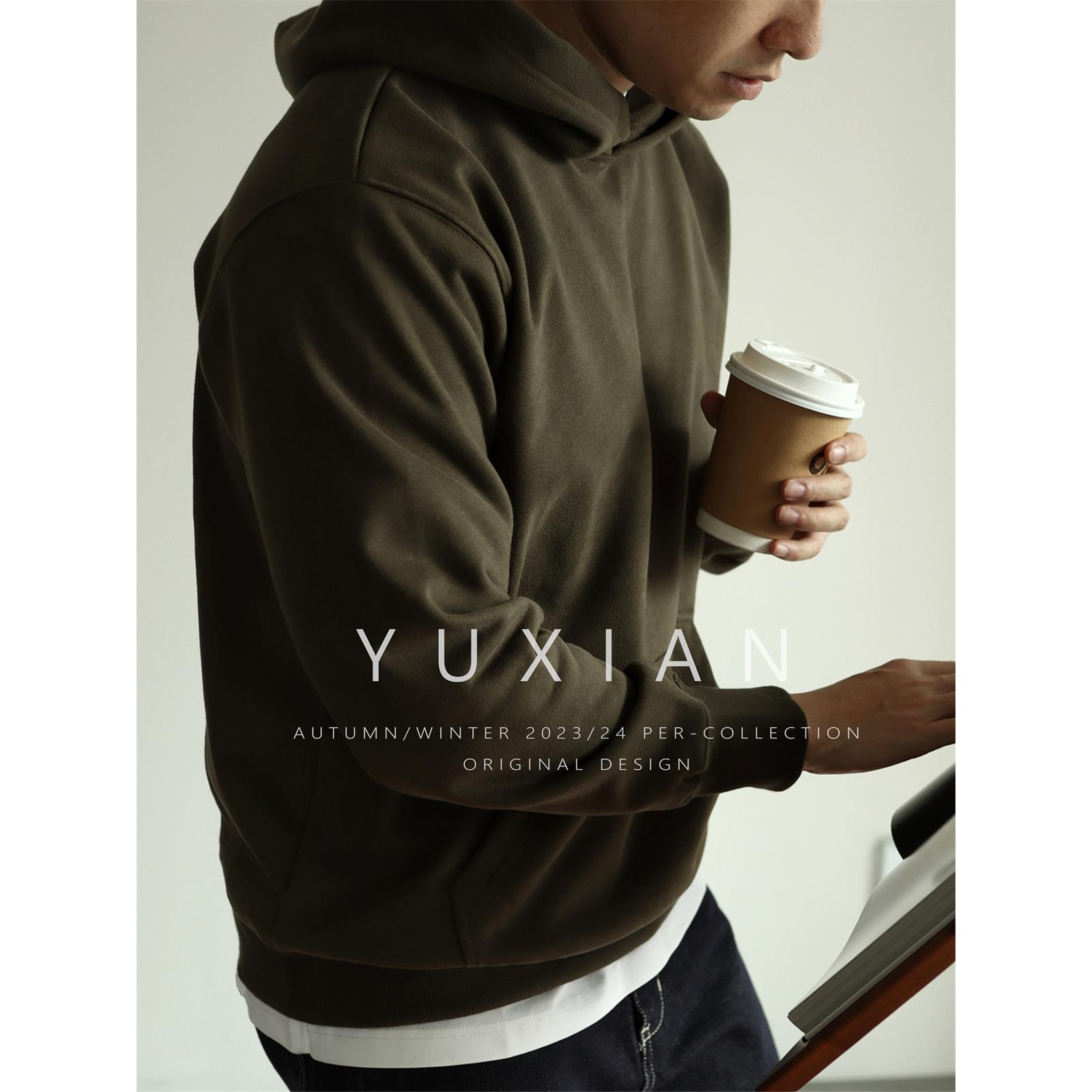 【精梳长绒棉】日系碳素磨毛480克重磅卫衣连帽保暖纯色抓绒秋冬