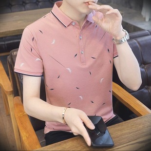 男士 t恤夏季 polo衫 短袖 带领保罗体恤潮流薄T 新款 高端翻领印花男装