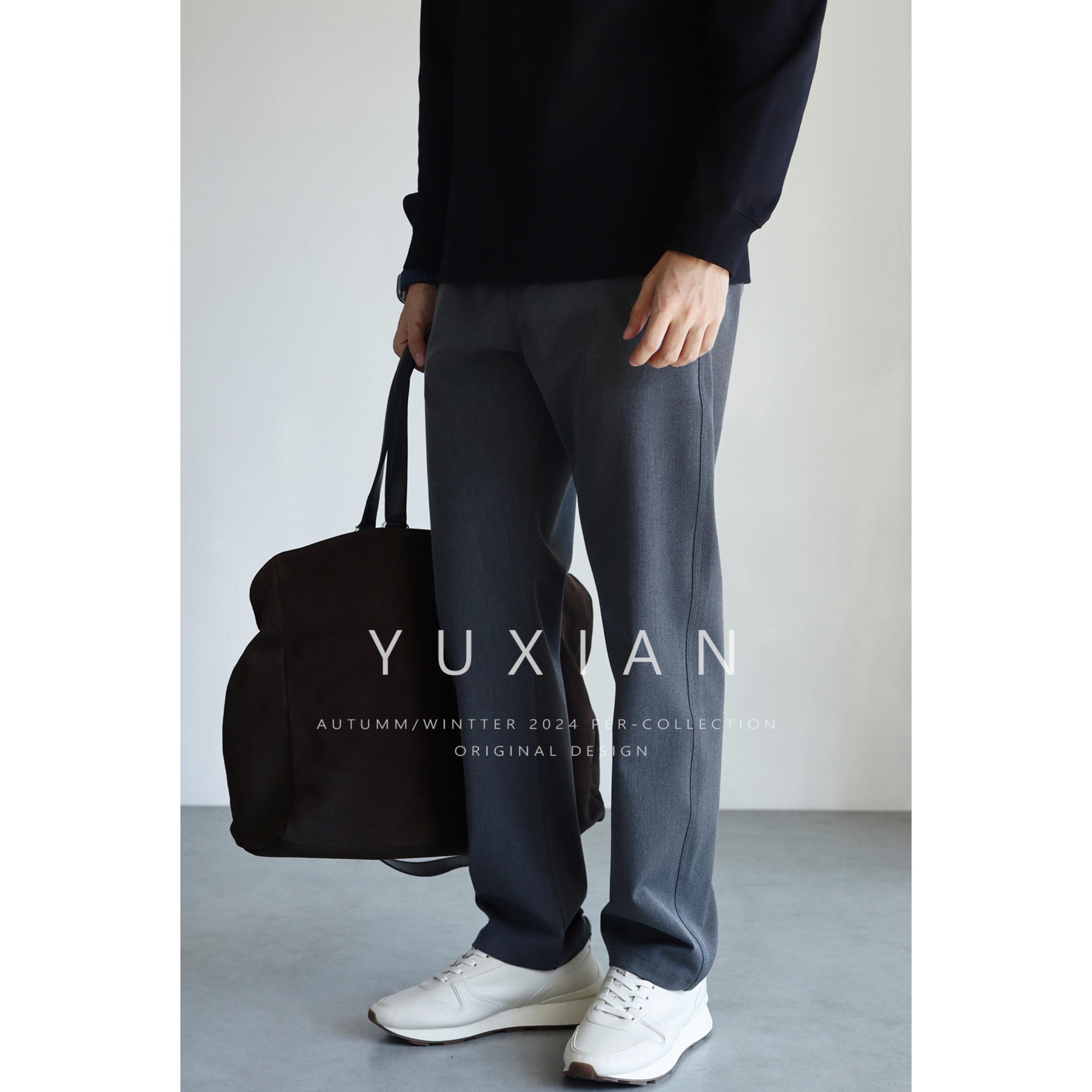 【免烫易打理】高密弹力"零"染色纺宽松直筒休闲西裤长