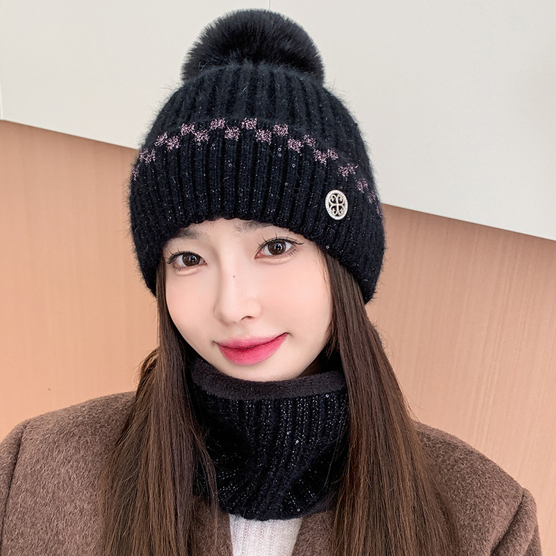 直筒混色包头帽经典女冬水钻加绒