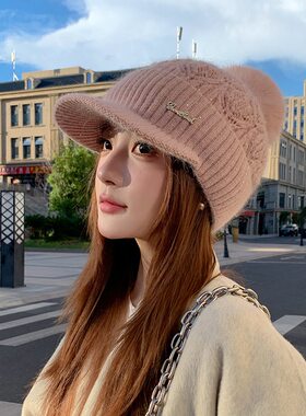 鸭舌帽骑行百搭女秋冬加绒保暖