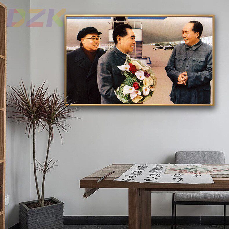 毛主席像画像周恩来朱德刘少奇客厅背景墙大厅玄关装饰铝合金挂c1