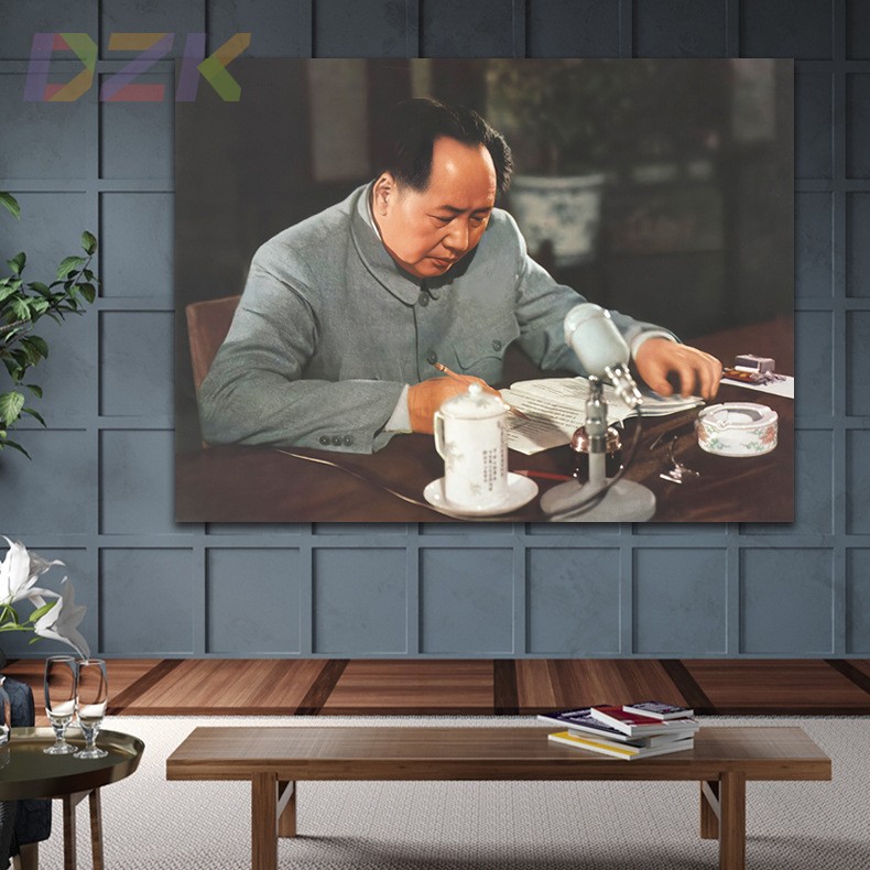 毛主席像墙画毛爷爷伏案书写画像客厅壁画中堂大厅背景海报装饰c2