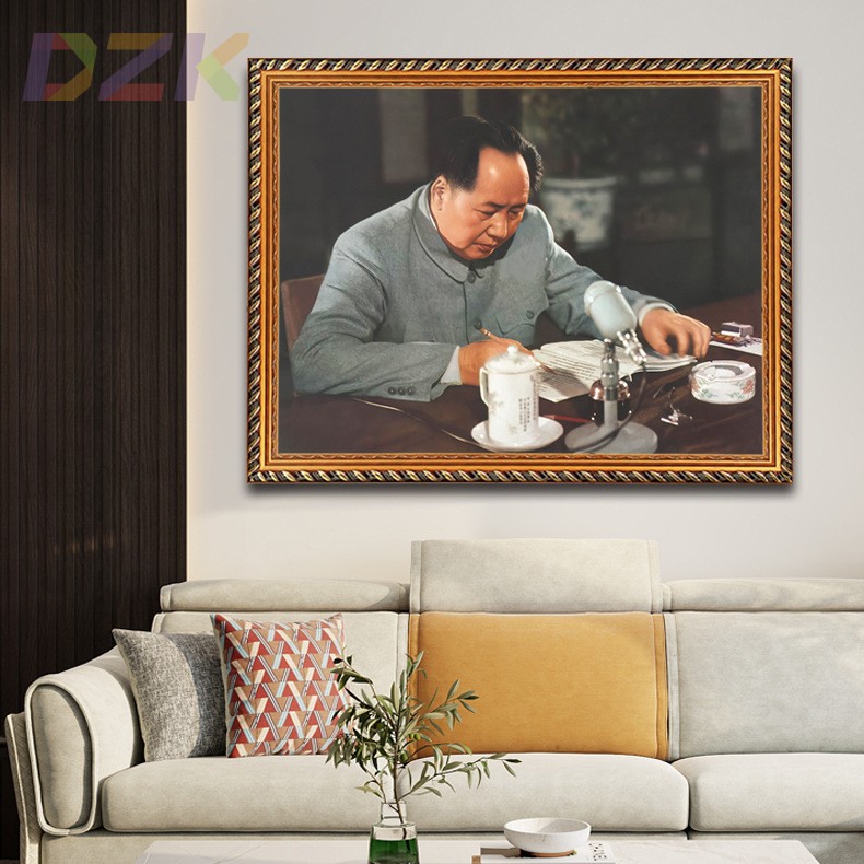 毛主席画像有框毛爷爷伏案书写壁挂像客厅装饰画中堂大厅伟人挂c2