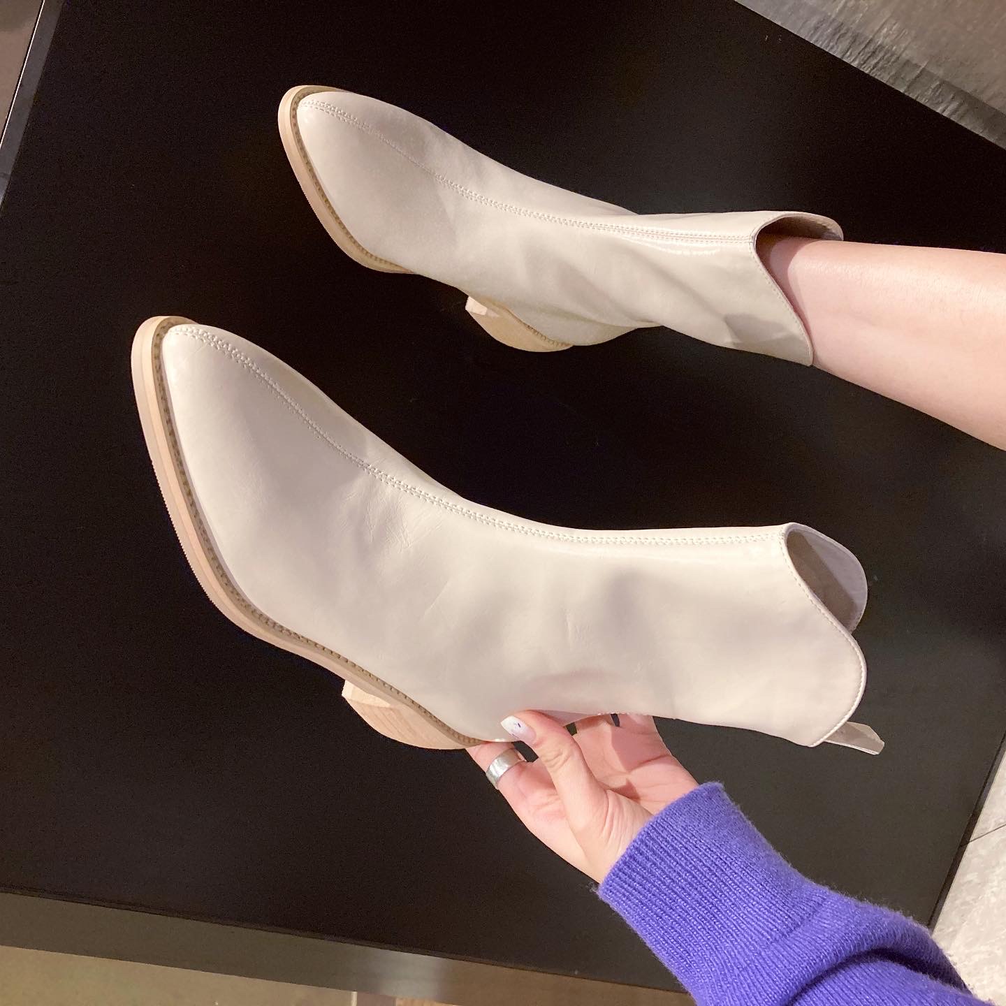 瘦瘦短靴加绒骑士靴西部牛仔靴