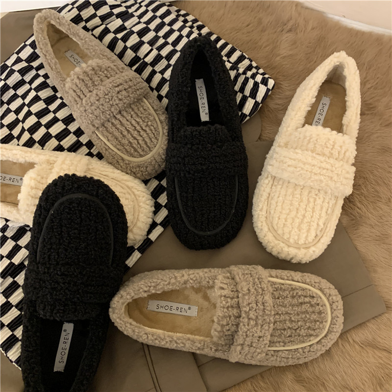 平底外穿毛毛鞋女2025秋冬新款单鞋百搭加绒保暖一脚蹬休闲豆豆鞋,女鞋,深口单鞋,淘宝优惠券,粉丝福利购,淘宝优惠卷