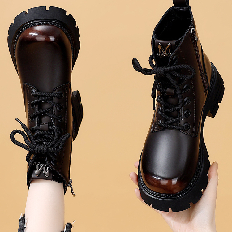 不累脚厚底软底轻便百搭加绒短靴