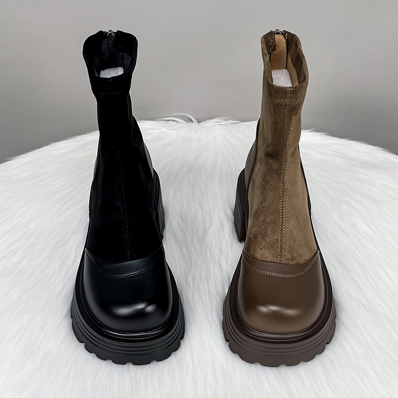增高爆款瘦瘦靴加绒切尔西短靴
