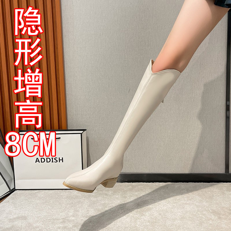 真皮不过膝长筒靴女2025秋冬季新款加绒内增高V口高跟尖头骑士靴,女鞋,骑士靴,淘宝优惠券,粉丝福利购,淘宝优惠卷