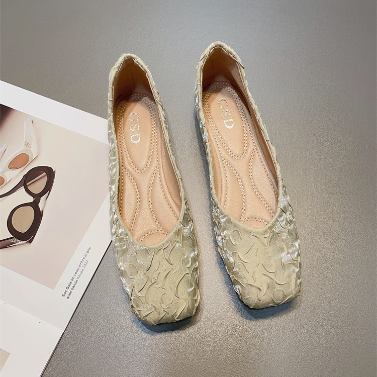 方头平底单鞋女2025春夏新款浅口软底豆豆鞋真皮温柔风配裙子瓢鞋,女鞋,浅口单鞋,淘宝优惠券,粉丝福利购,淘宝优惠卷