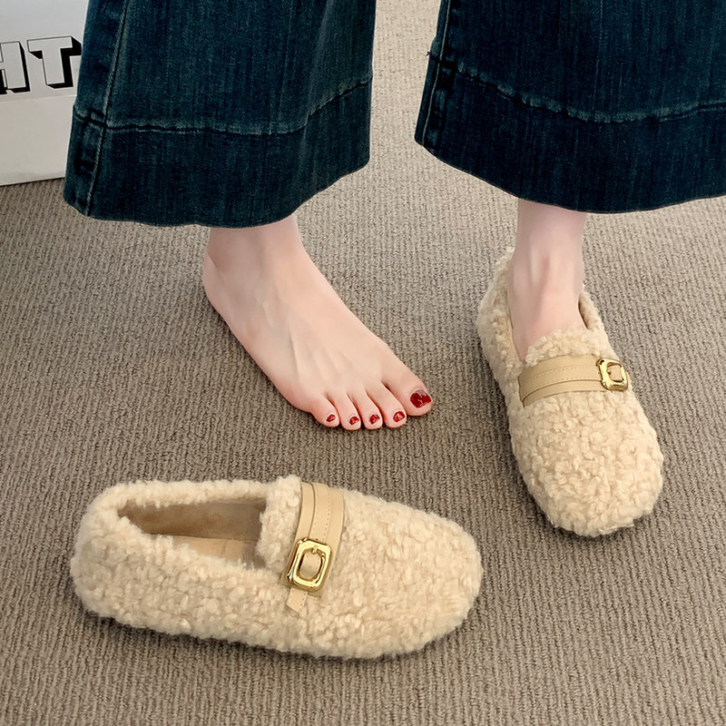 爆款毛毛鞋女外穿2025年冬季新款加绒加厚保暖棉鞋时尚休闲豆豆鞋,女鞋,毛毛鞋,淘宝优惠券,粉丝福利购,淘宝优惠卷