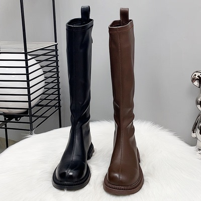 加绒高筒靴爆款高个子不过膝长靴