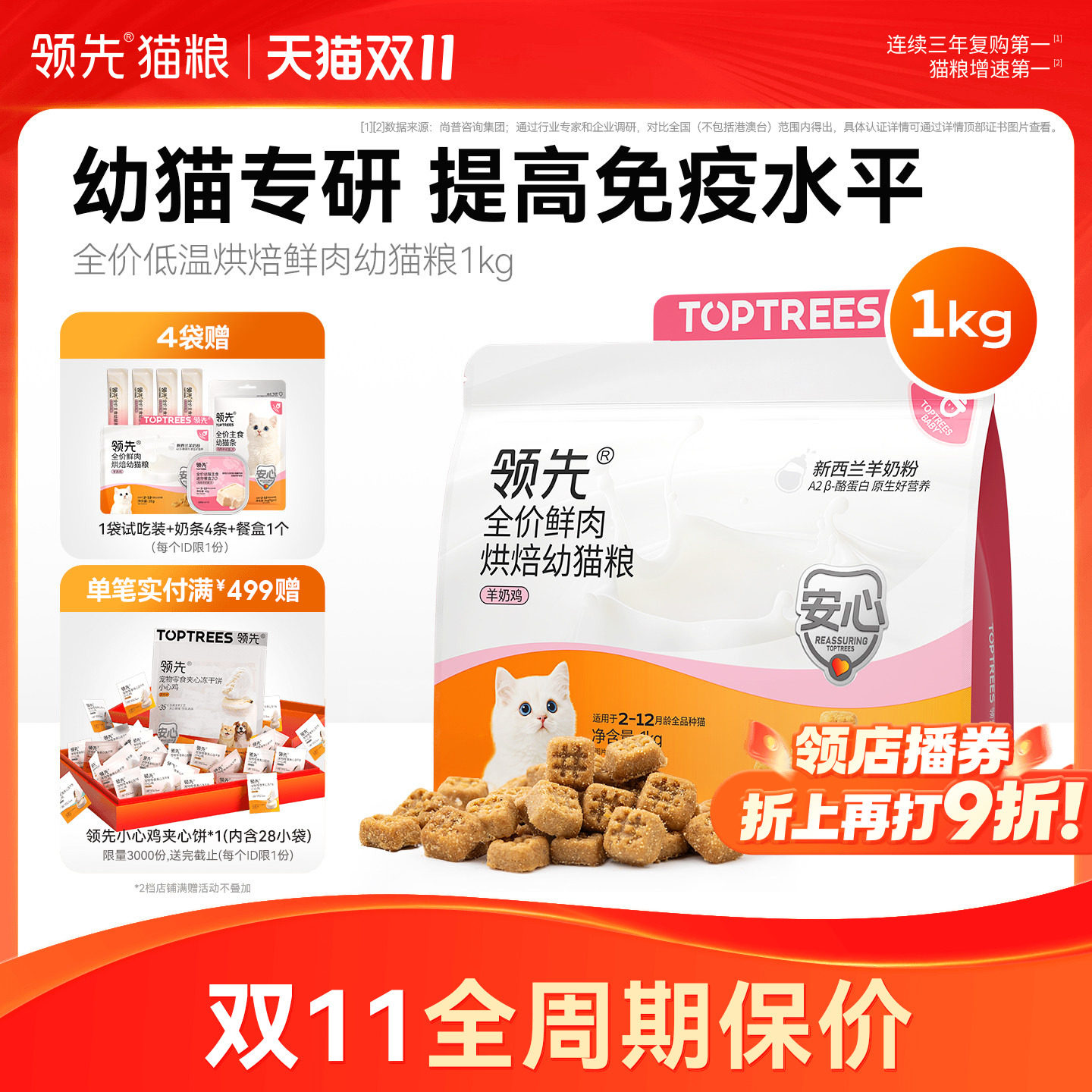 【幼猫专用】领先猫粮羊奶鸡低温烘焙幼猫粮奶糕鲜鸡肉官方旗舰店