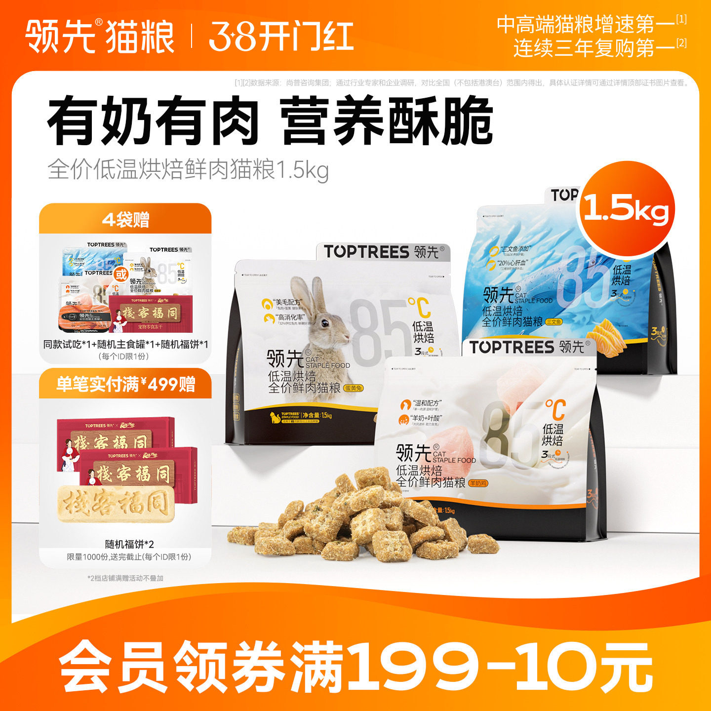 领先烘焙猫粮成猫幼猫主粮鲜肉粮低温蛋黄兔肉全价羊奶鸡旗舰店 - toptrees宠物食品旗舰店出品