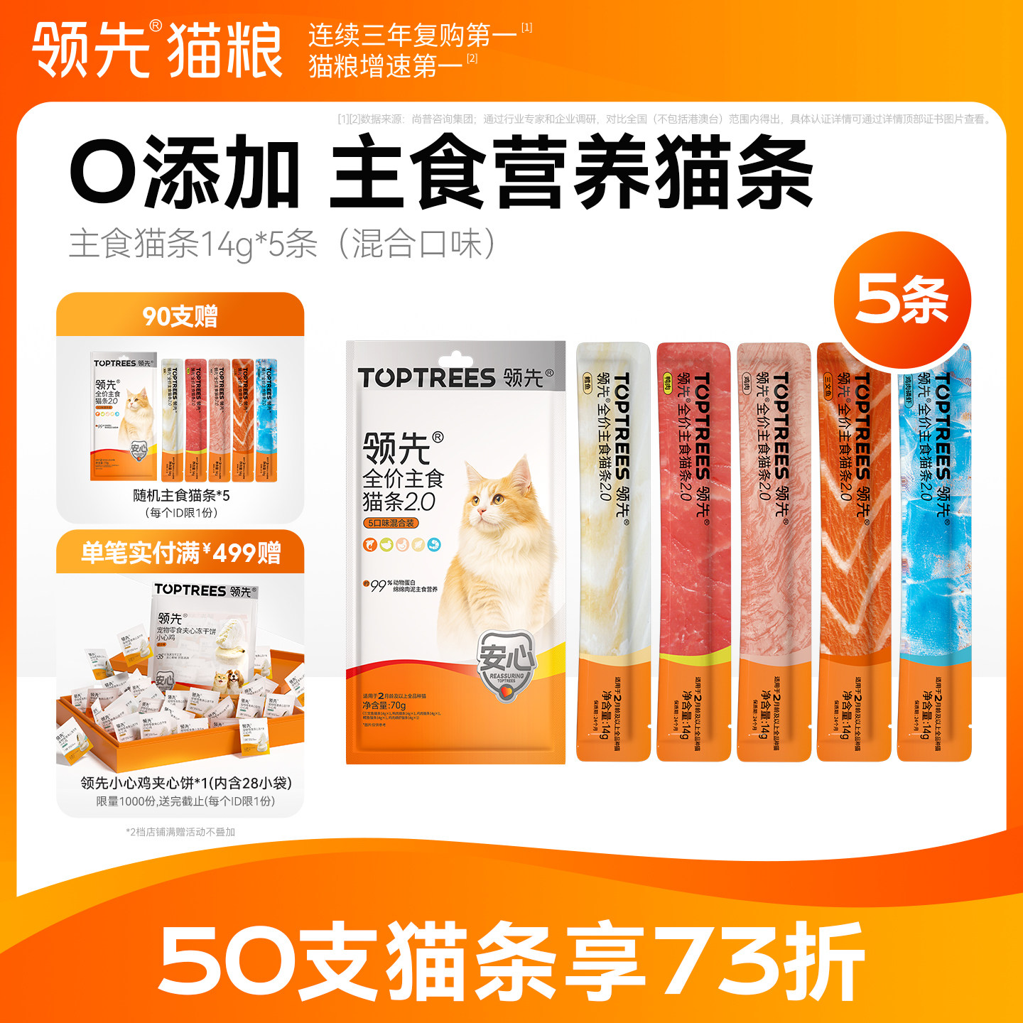 【0添加】领先主食猫条5条图片