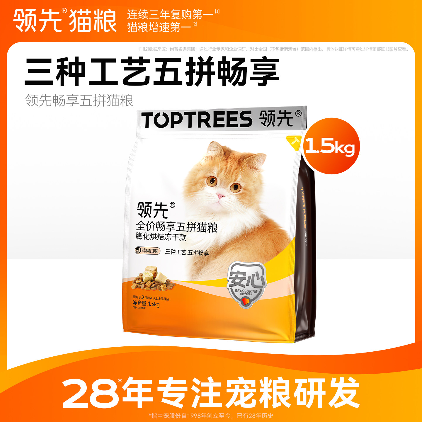 Toptrees领先猫粮畅享系列全价烘焙冻干五拼猫粮营养猫主粮高蛋白图片