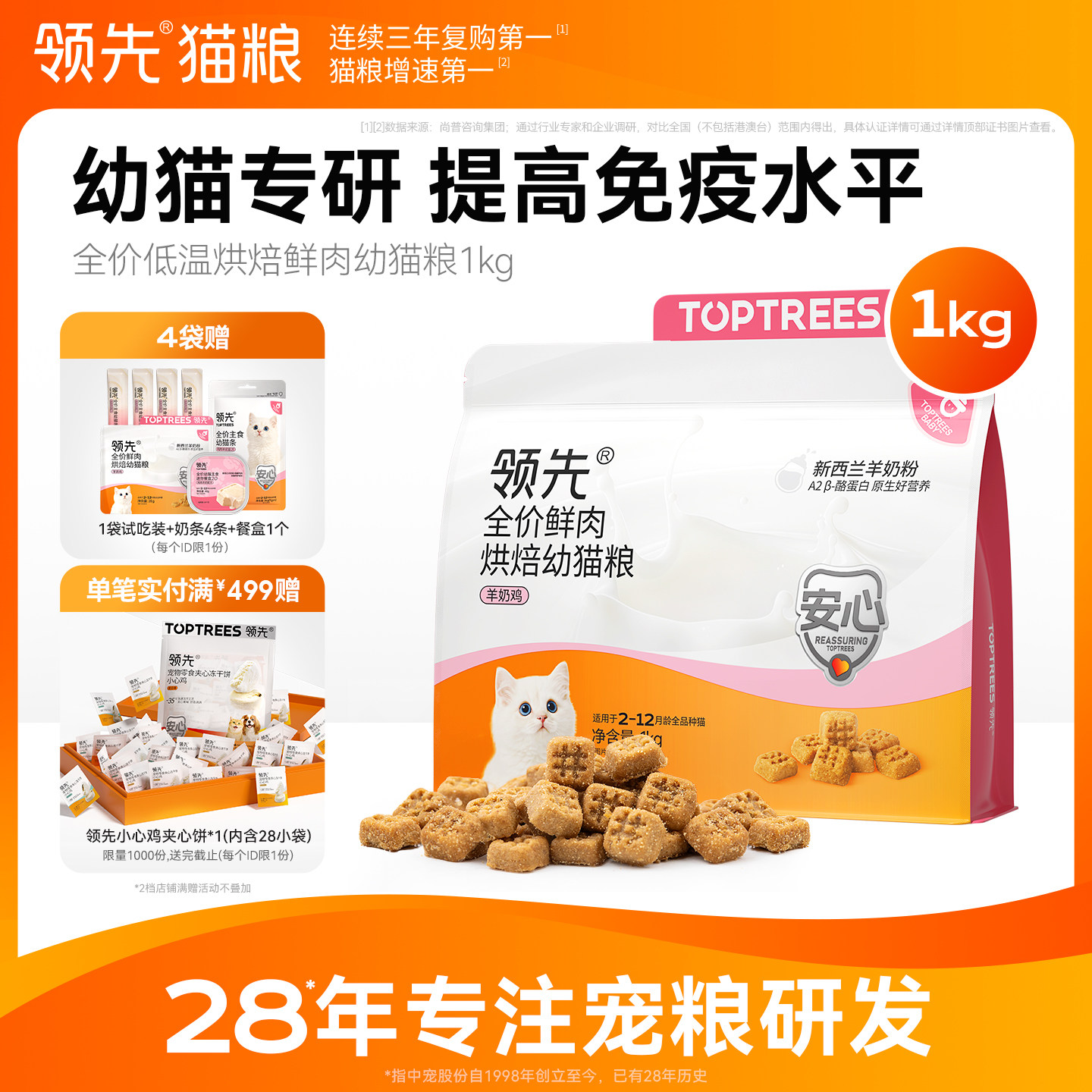 领先低温烘焙鲜肉幼猫粮1kg图片