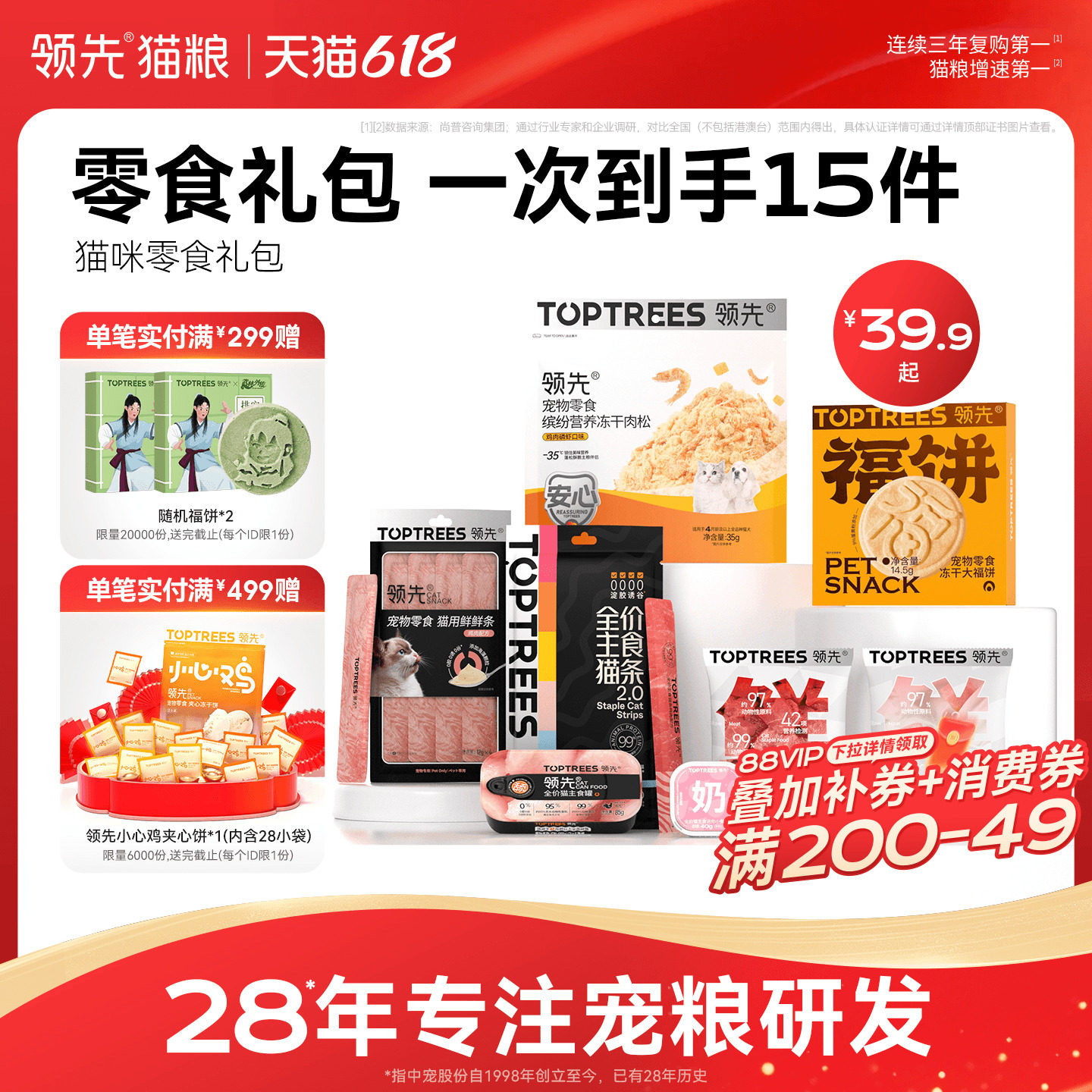 领先【猫咪零食礼包】猫罐头主食罐头小猫猫条鸡肉冻干饼干