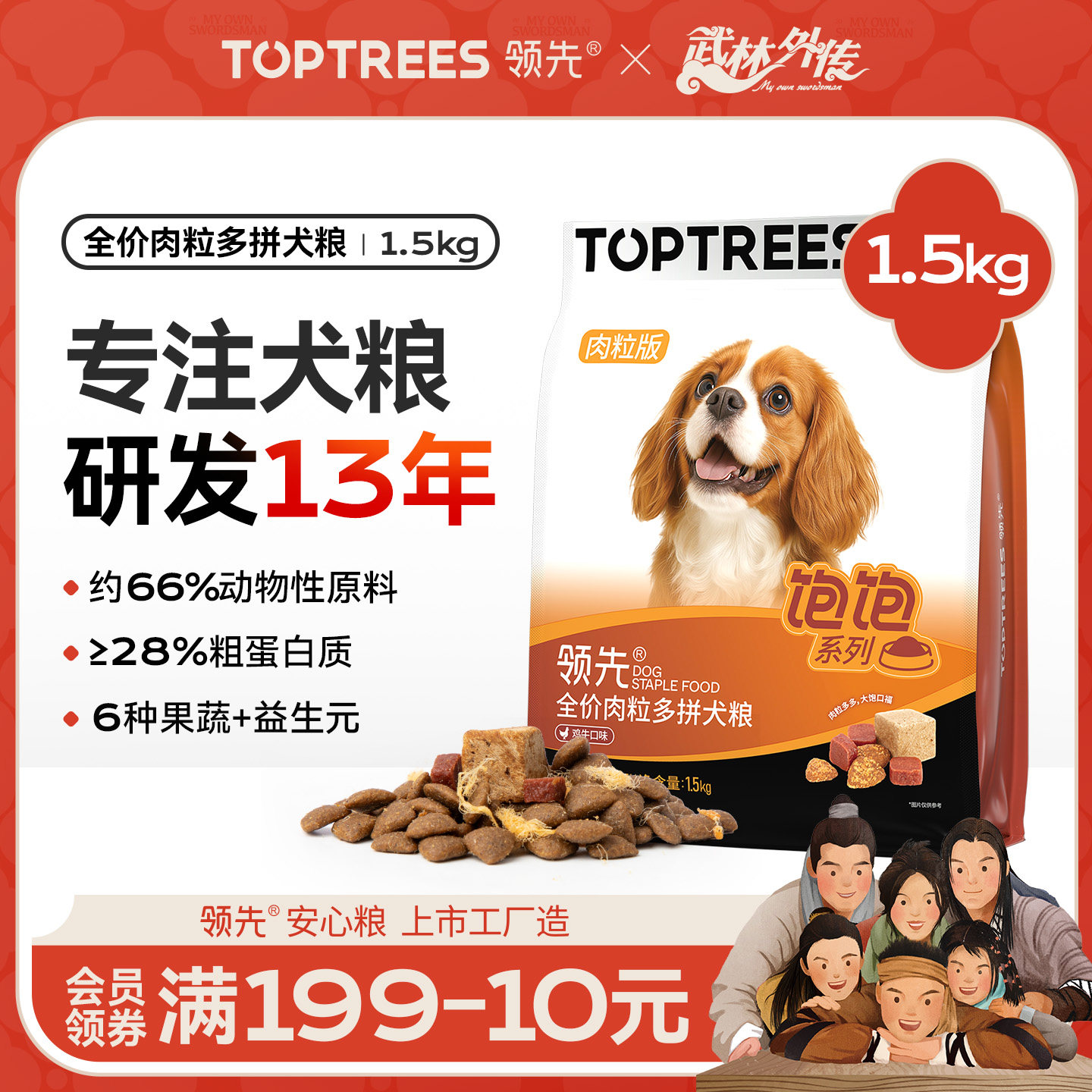 领先饱饱系列肉粒多拼犬粮小中大型犬泰迪全价冻粮通用狗粮1.5kg,宠物/宠物食品及用品,狗全价膨化粮,淘宝优惠券,粉丝福利购,淘宝优惠卷