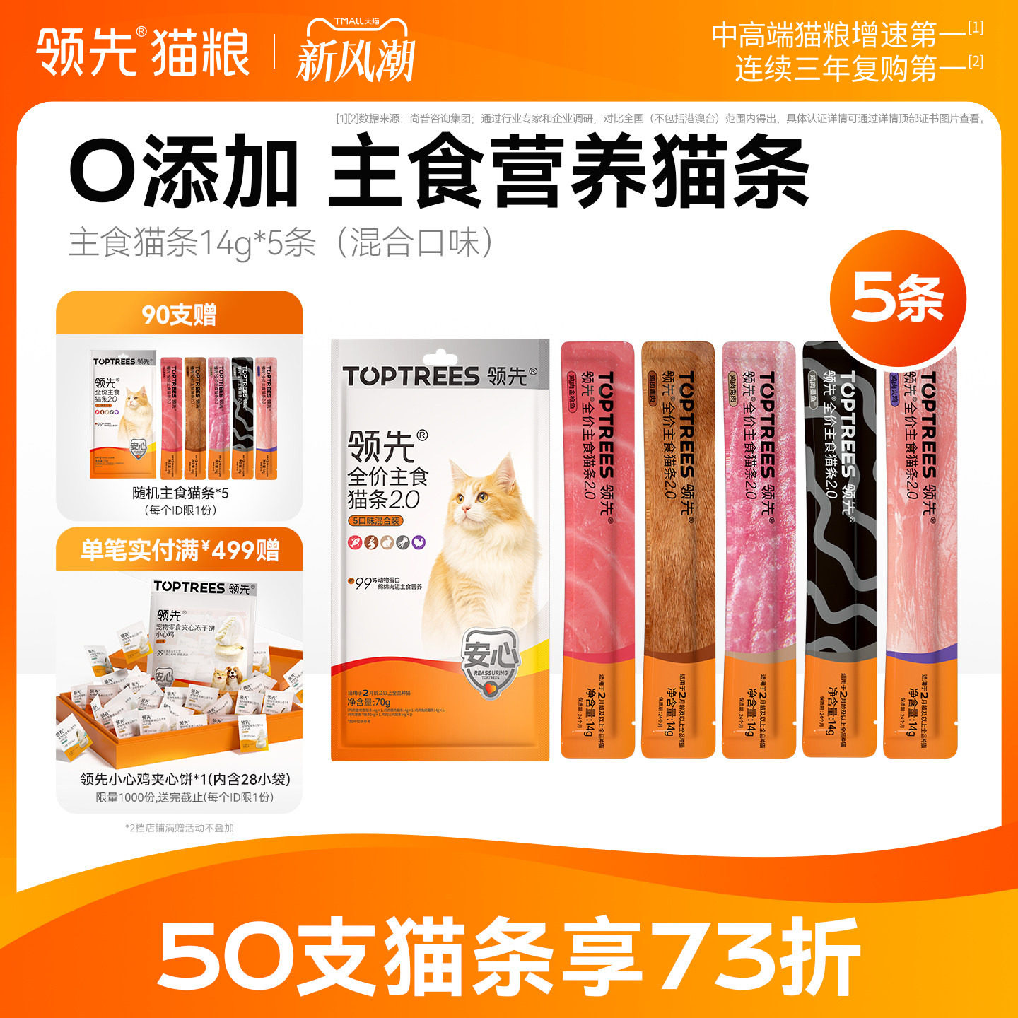 【0添加】领先主食猫条5条图片