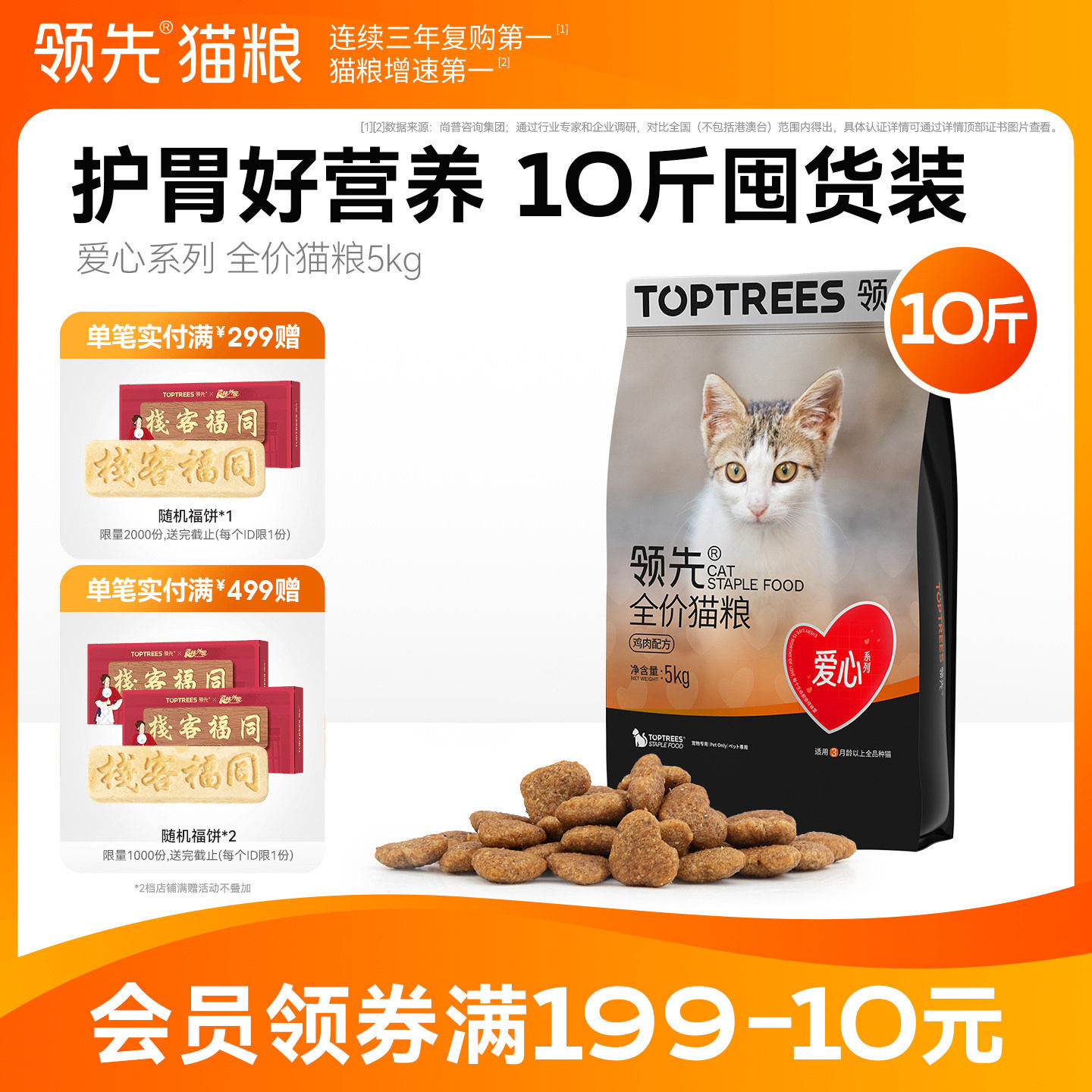 领先爱心猫粮专为流浪猫定制救助粮鸡肉成猫幼猫通用型10斤实惠装